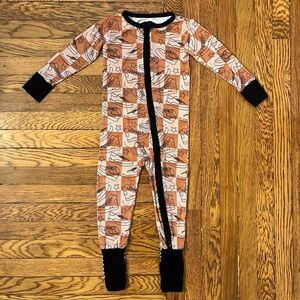 Kids Sneaker Head Print One Piece Pajama - Burn Orange and Black